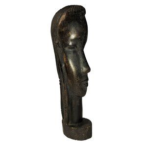 Genuine BESMO Art African Tribal Woman Ebony Wood  Hand Carved In Kenya 9 inches